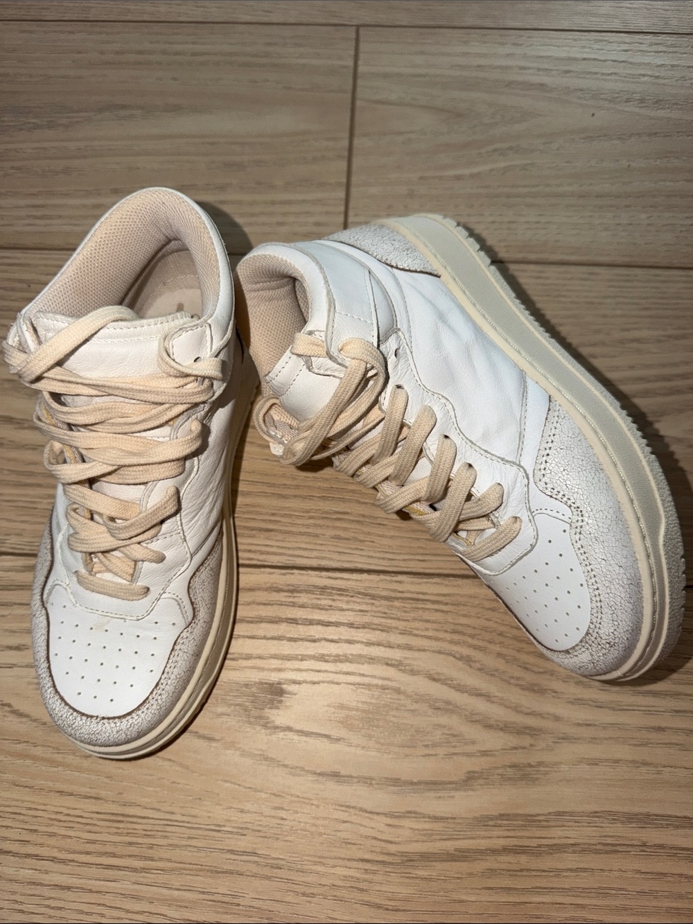 Steve Madden Waine High-Top Leather Sneakers - Cream/White